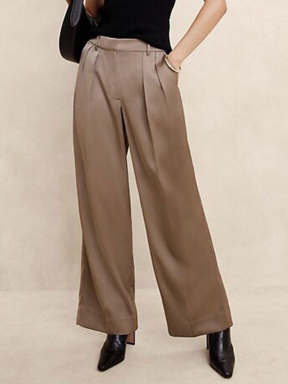 Banana Republic Factory Silky Relaxed Pleated Wide Leg Trouser Pants 4